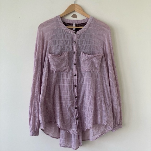 Free People Put Your Back Into It Lace Back Button Down Top Size Small - Picture 2 of 8